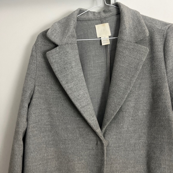 H&M Light Grey Long Pea Coat - Picture 2 of 4